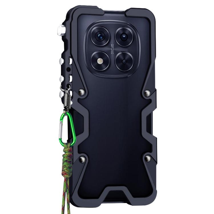 For Redmi Note 14 Pro+ 5G Trigger Design Hollow Metal Frame Phone Case with Lanyard