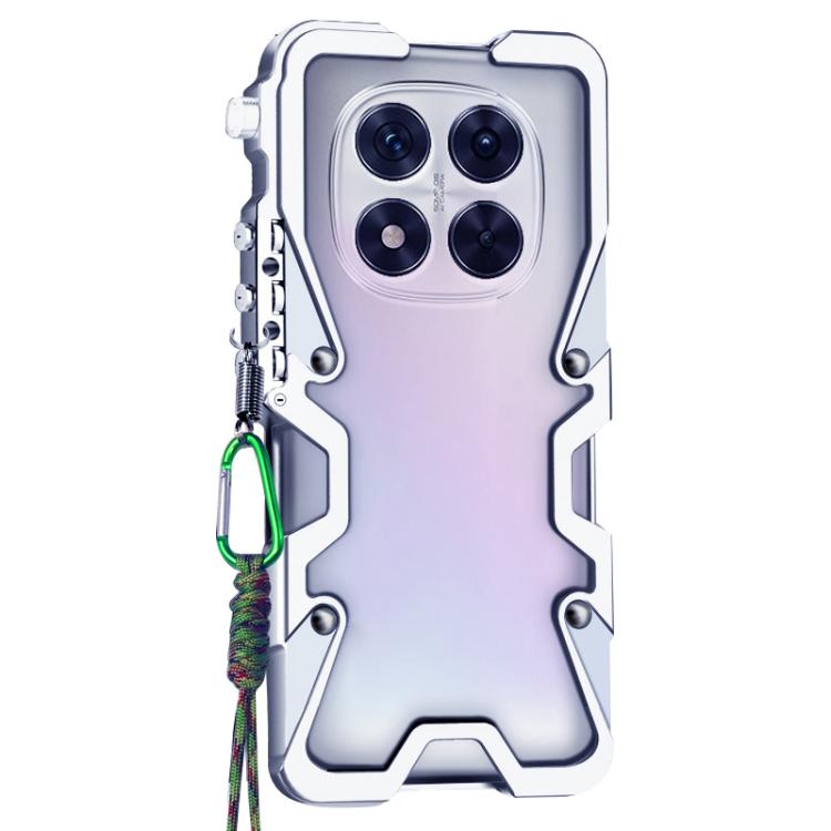 For Redmi Note 14 Pro+ 5G Trigger Design Hollow Metal Frame Phone Case with Lanyard