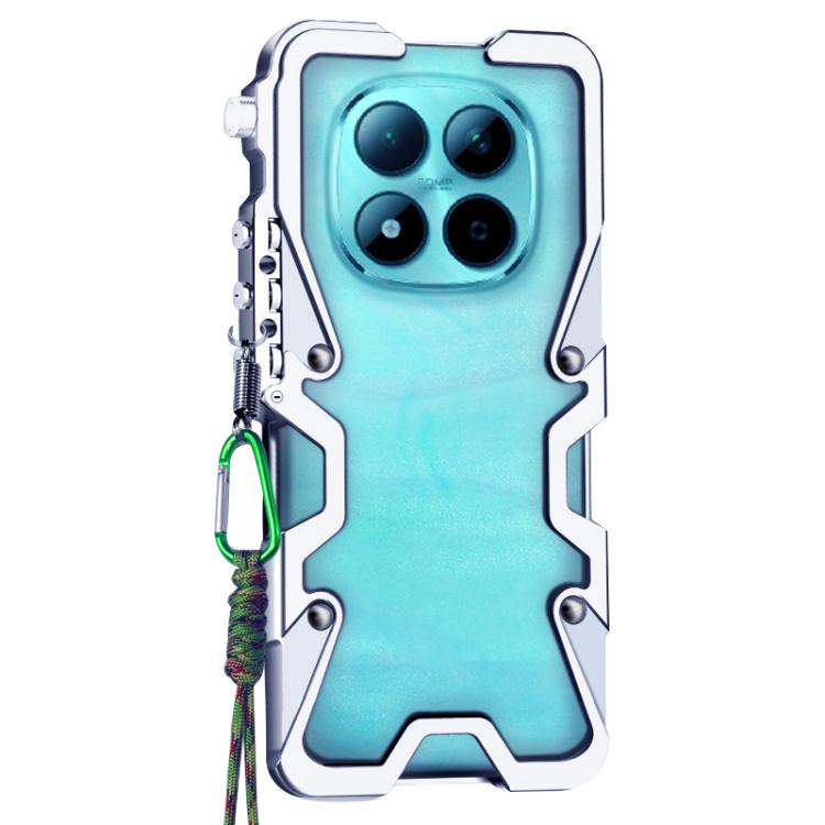 For Redmi Note 15 Pro 5G Global 163.6mm Trigger Design Hollow Metal Frame Phone Case with Lanyard