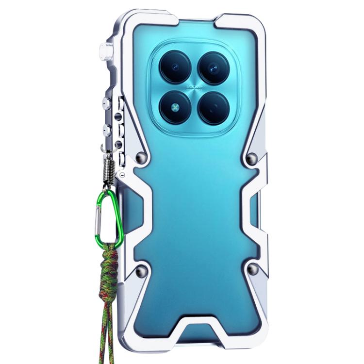 For Redmi Note 15 Pro 4G Global 163.2mm Trigger Design Hollow Metal Frame Phone Case with Lanyard