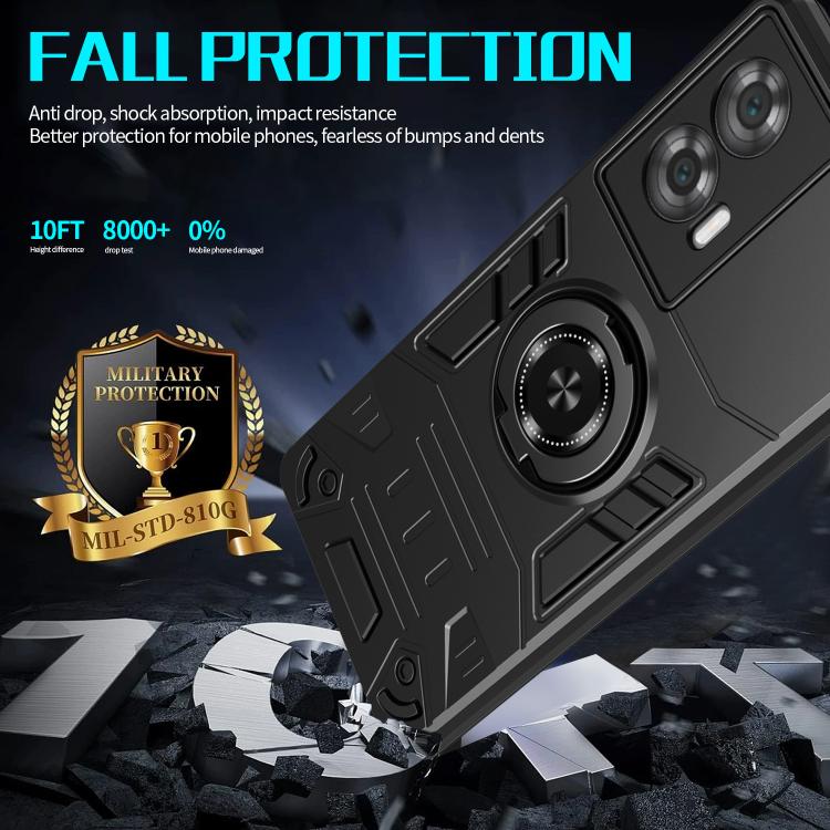 For Motorola Edge 50 Fusion 5G Rotating Holder TPU Hybrid PC Phone Case