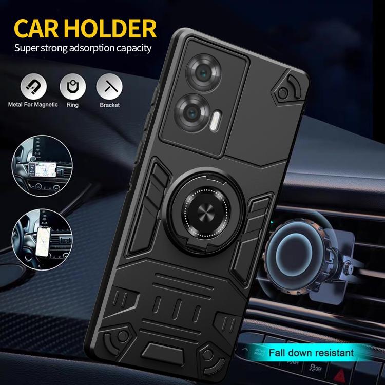 For Motorola Edge 50 Fusion 5G Rotating Holder TPU Hybrid PC Phone Case