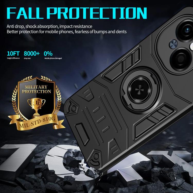 For Tecno Pop 9 4G Rotating Holder TPU Hybrid PC Phone Case