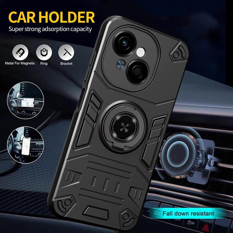 For Tecno Pop 9 4G Rotating Holder TPU Hybrid PC Phone Case
