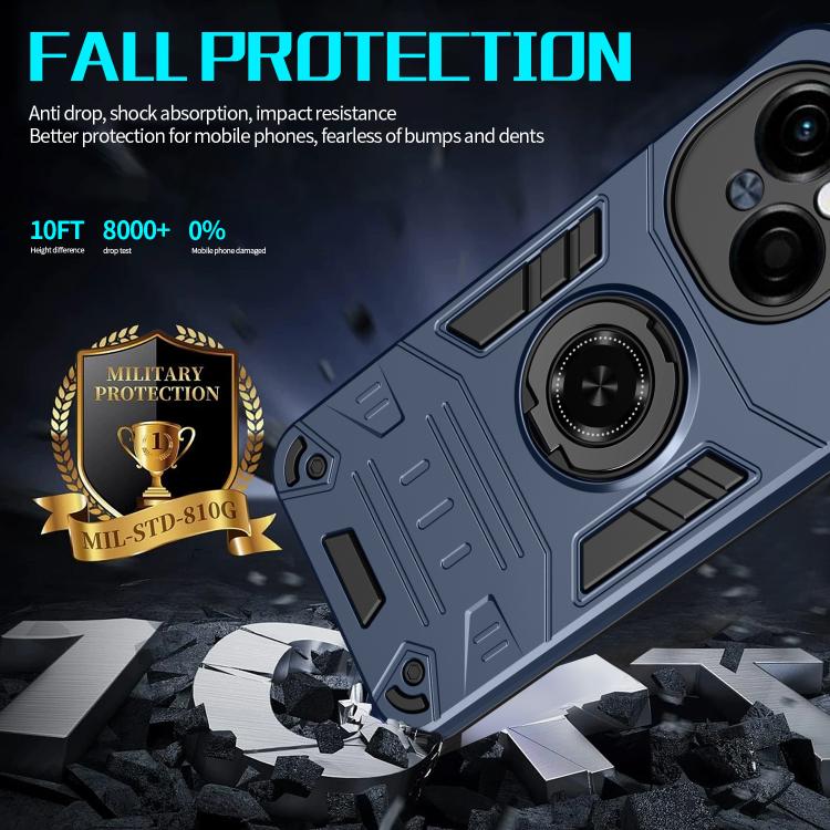 For Tecno Pop 9 4G Rotating Holder TPU Hybrid PC Phone Case