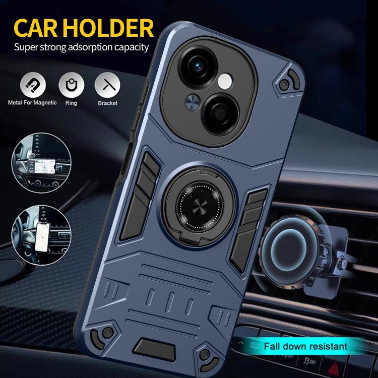 For Tecno Pop 9 4G Rotating Holder TPU Hybrid PC Phone Case