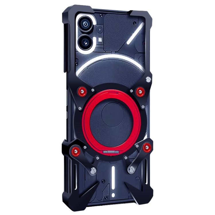For Nothing Phone 1 Rotating Bracket Hollow Metal Phone Case with Lanyard