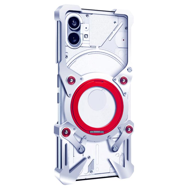 For Nothing Phone 1 Rotating Bracket Hollow Metal Phone Case with Lanyard