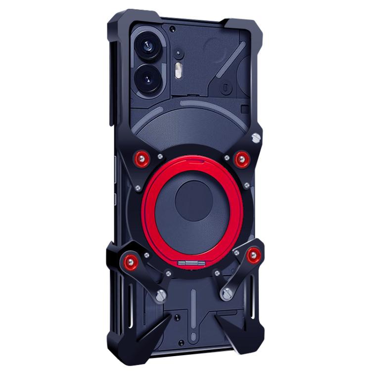 For Nothing Phone 2 Rotating Bracket Hollow Metal Phone Case with Lanyard