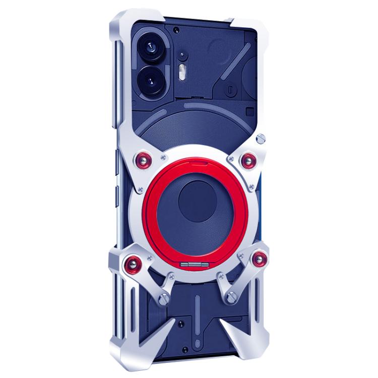 For Nothing Phone 2 Rotating Bracket Hollow Metal Phone Case with Lanyard