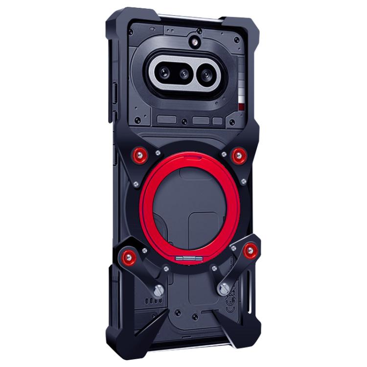 For Nothing Phone 4a Rotating Bracket Hollow Metal Phone Case with Lanyard