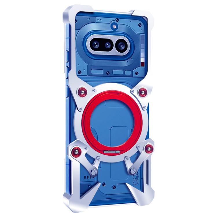 For Nothing Phone 4a Rotating Bracket Hollow Metal Phone Case with Lanyard