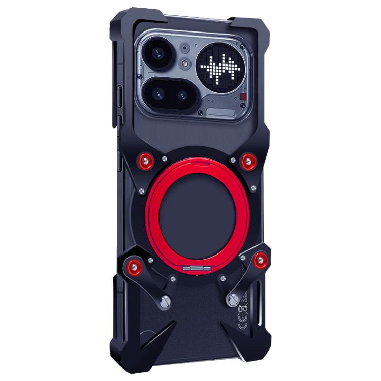 For Nothing Phone 4a Pro Rotating Bracket Hollow Metal Phone Case with Lanyard