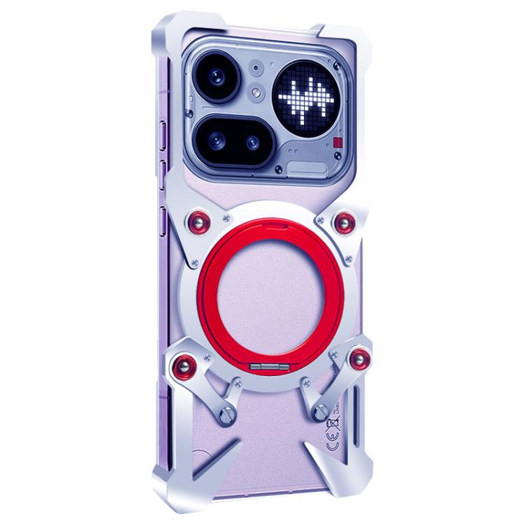 For Nothing Phone 4a Pro Rotating Bracket Hollow Metal Phone Case with Lanyard