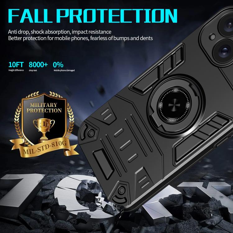 For iPhone 15 Rotating Holder TPU Hybrid PC Phone Case