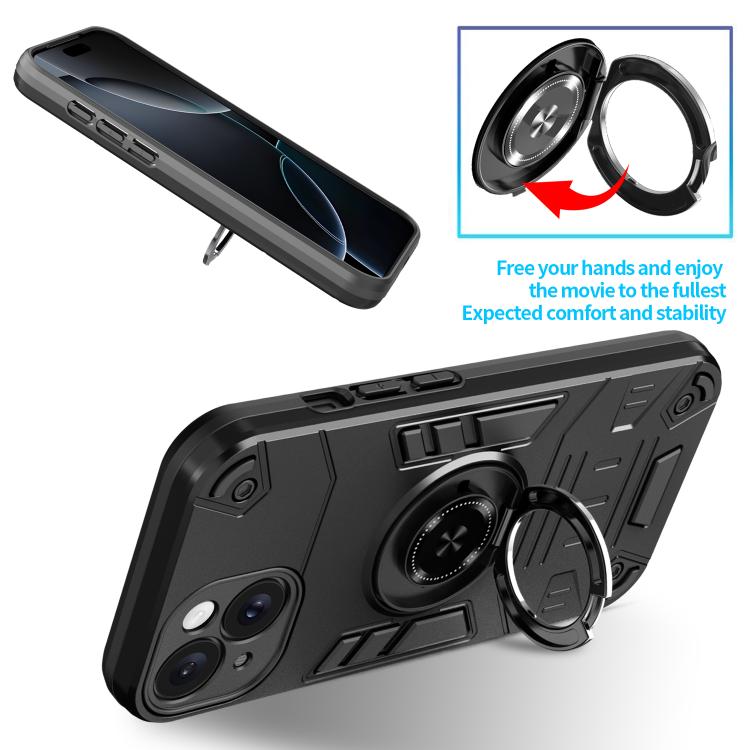 For iPhone 15 Rotating Holder TPU Hybrid PC Phone Case