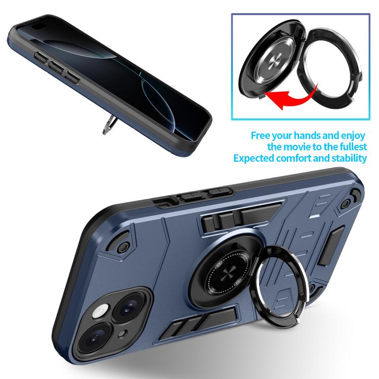 For iPhone 15 Rotating Holder TPU Hybrid PC Phone Case