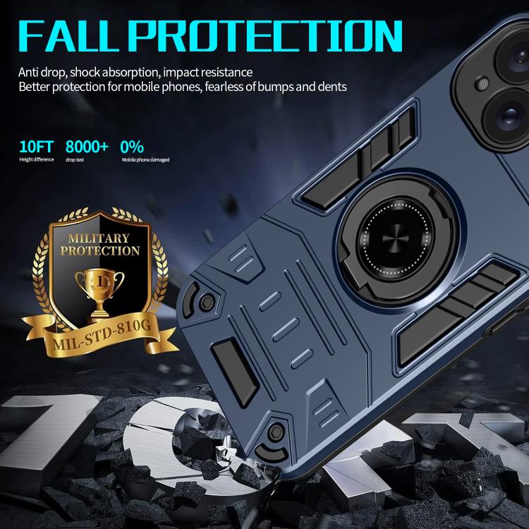 For iPhone 15 Plus / 14 Plus Rotating Holder TPU Hybrid PC Phone Case