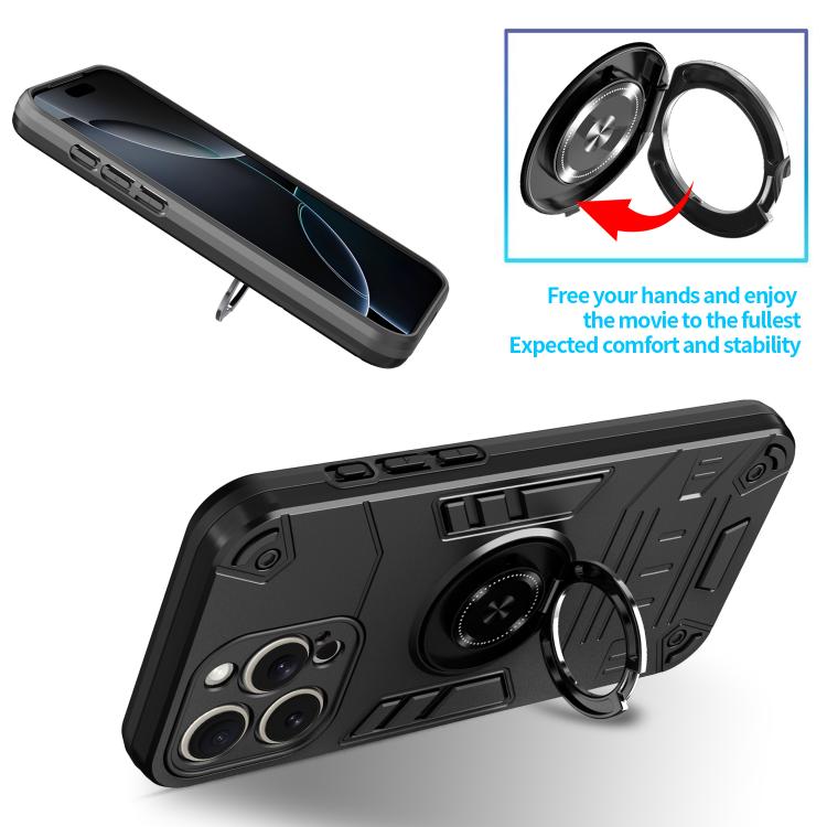 For iPhone 15 Pro Rotating Holder TPU Hybrid PC Phone Case