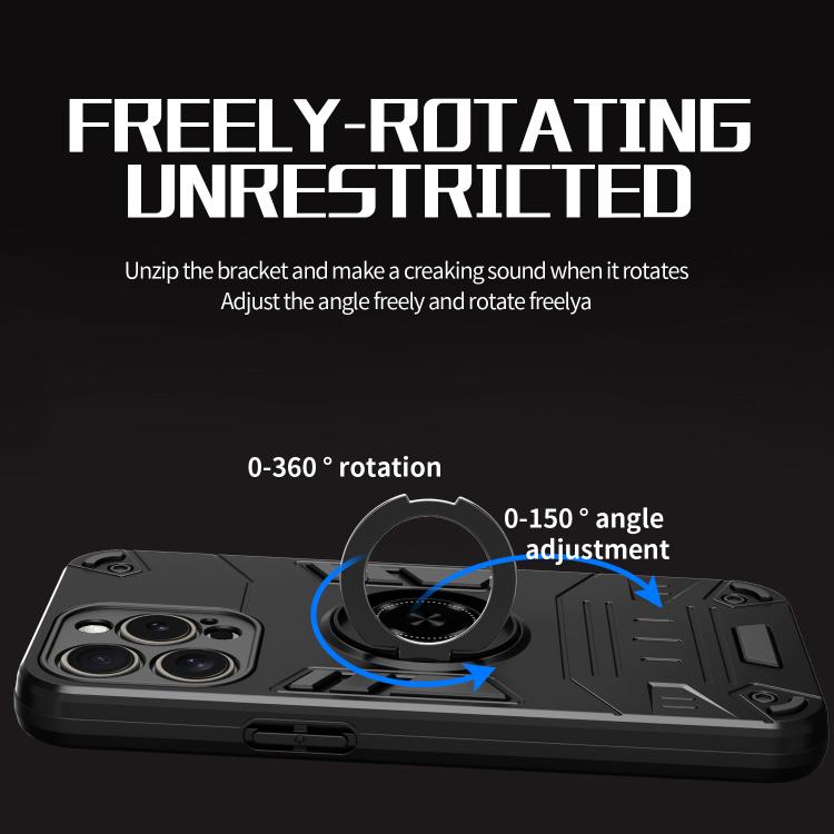 For iPhone 15 Pro Max Rotating Holder TPU Hybrid PC Phone Case