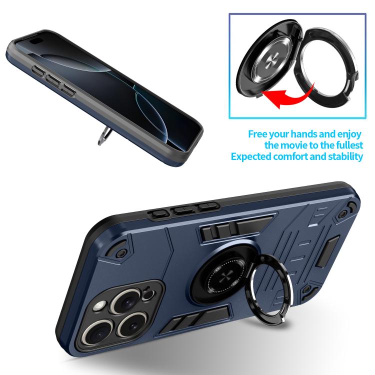 For iPhone 15 Pro Max Rotating Holder TPU Hybrid PC Phone Case
