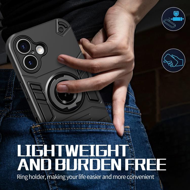 For iPhone 16 Rotating Holder TPU Hybrid PC Phone Case