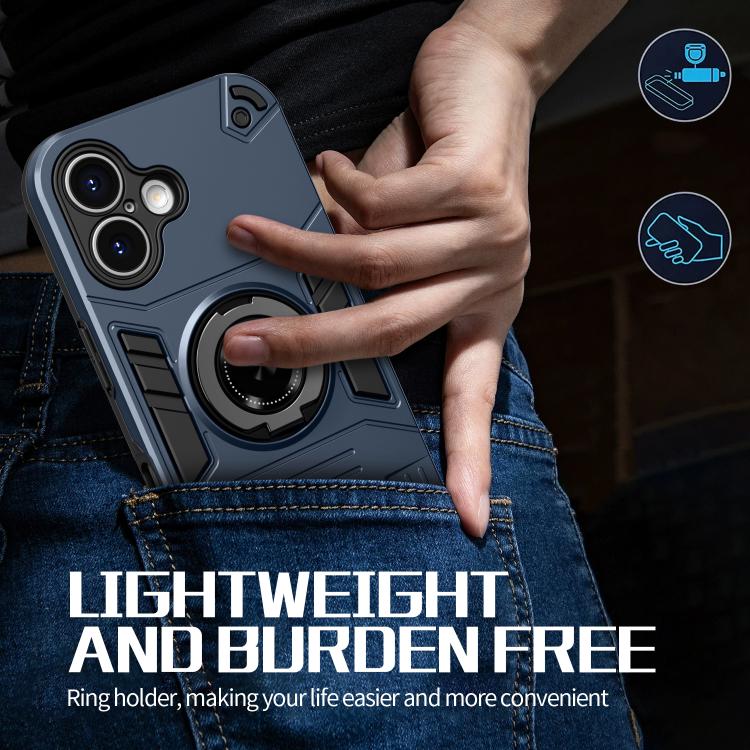 For iPhone 16 Plus Rotating Holder TPU Hybrid PC Phone Case