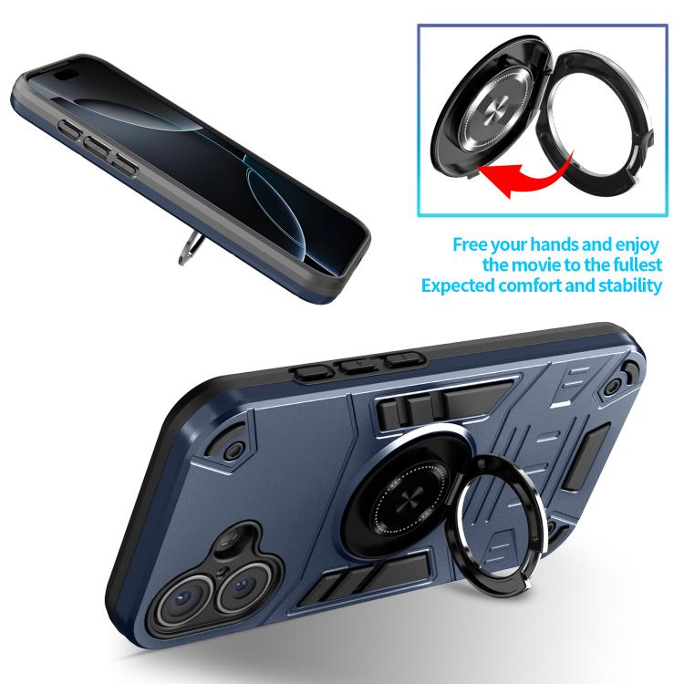 For iPhone 16 Plus Rotating Holder TPU Hybrid PC Phone Case