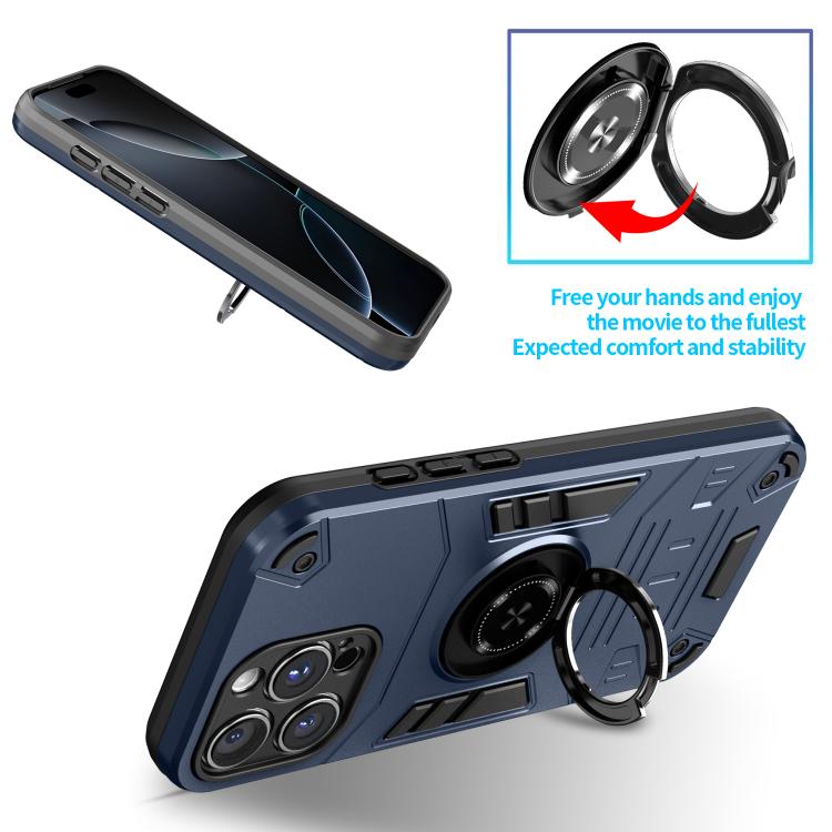 For iPhone 16 Pro Rotating Holder TPU Hybrid PC Phone Case