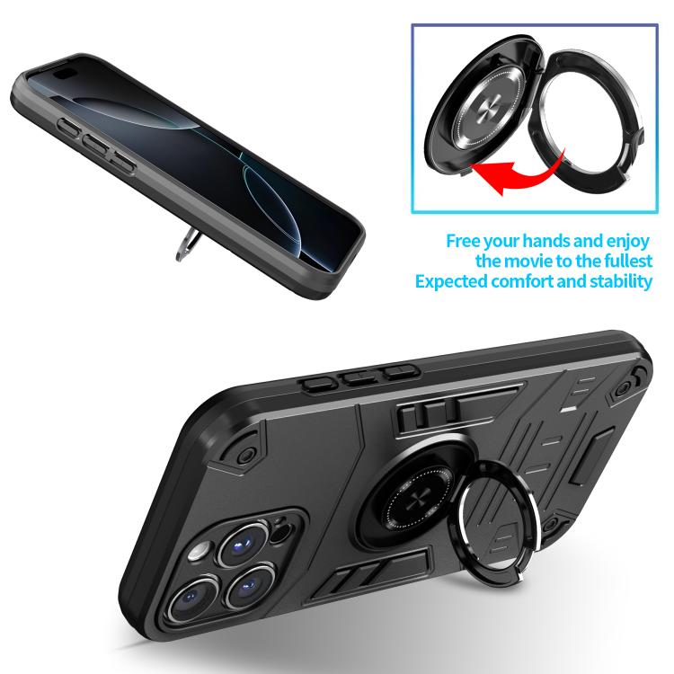 For iPhone 16 Pro Max Rotating Holder TPU Hybrid PC Phone Case