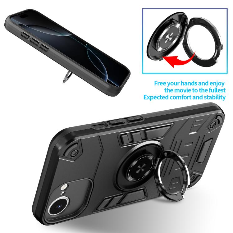 For iPhone 16e Rotating Holder TPU Hybrid PC Phone Case