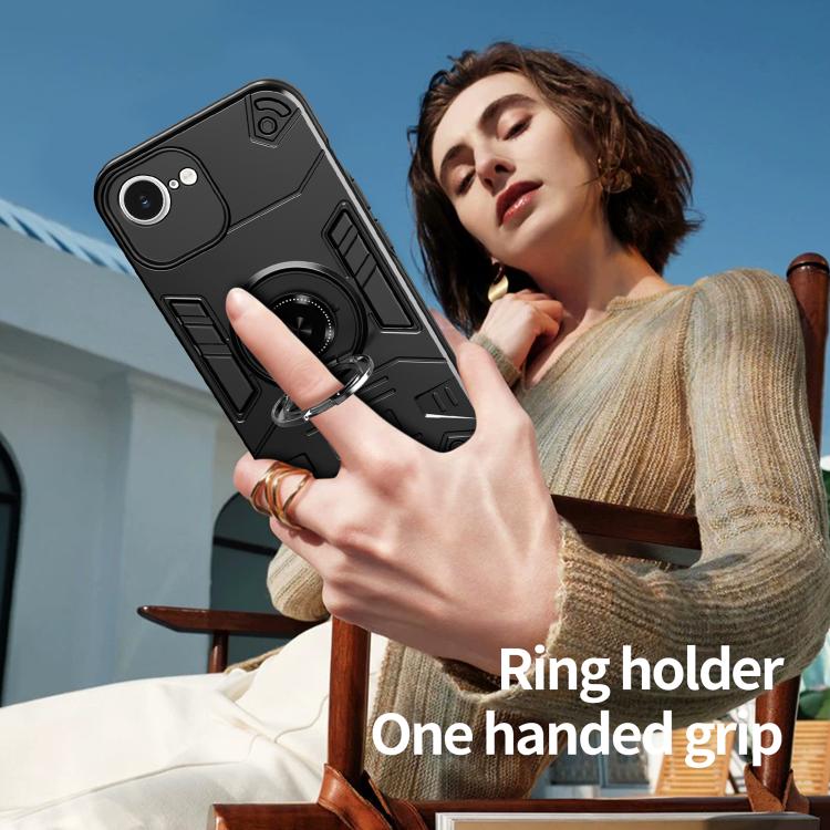 For iPhone 16e Rotating Holder TPU Hybrid PC Phone Case