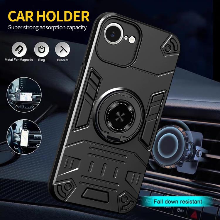 For iPhone 16e Rotating Holder TPU Hybrid PC Phone Case