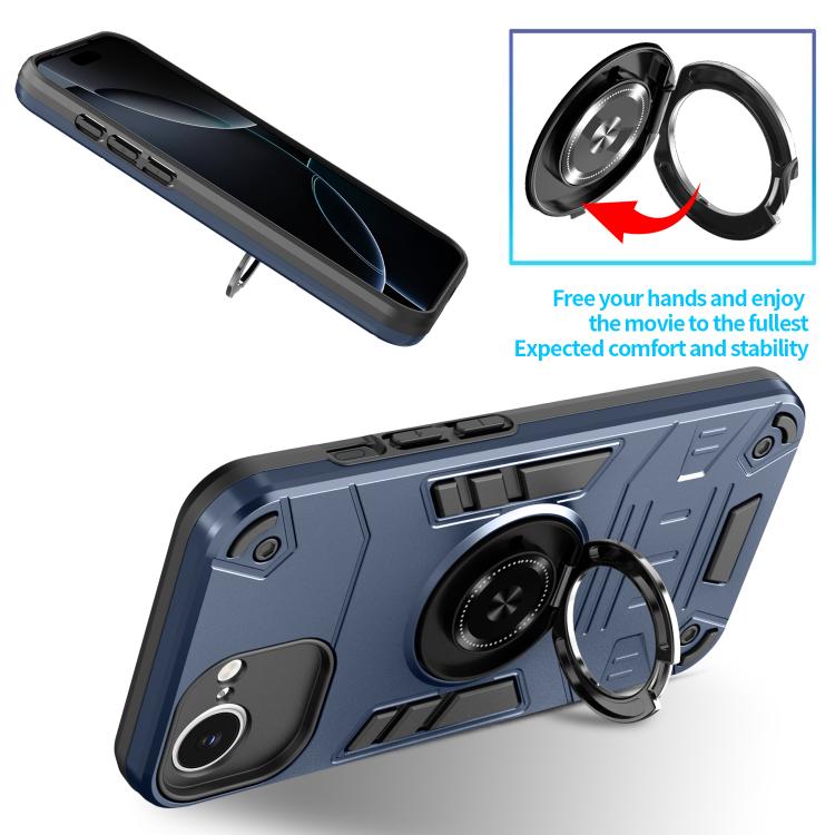 For iPhone 16e Rotating Holder TPU Hybrid PC Phone Case