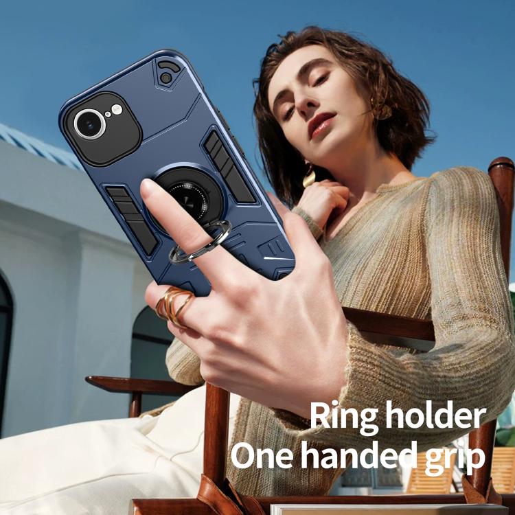For iPhone 16e Rotating Holder TPU Hybrid PC Phone Case