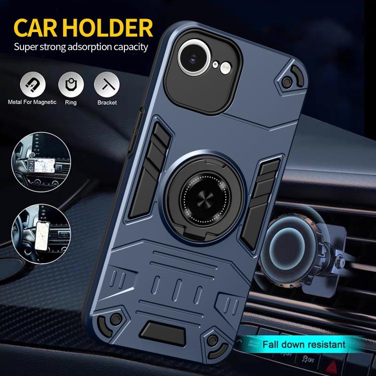 For iPhone 16e Rotating Holder TPU Hybrid PC Phone Case