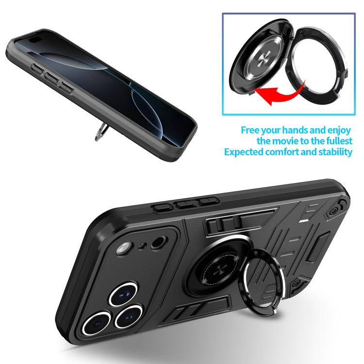 For iPhone 17 Pro Rotating Holder TPU Hybrid PC Phone Case