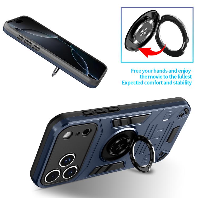 For iPhone 17 Pro Max Rotating Holder TPU Hybrid PC Phone Case