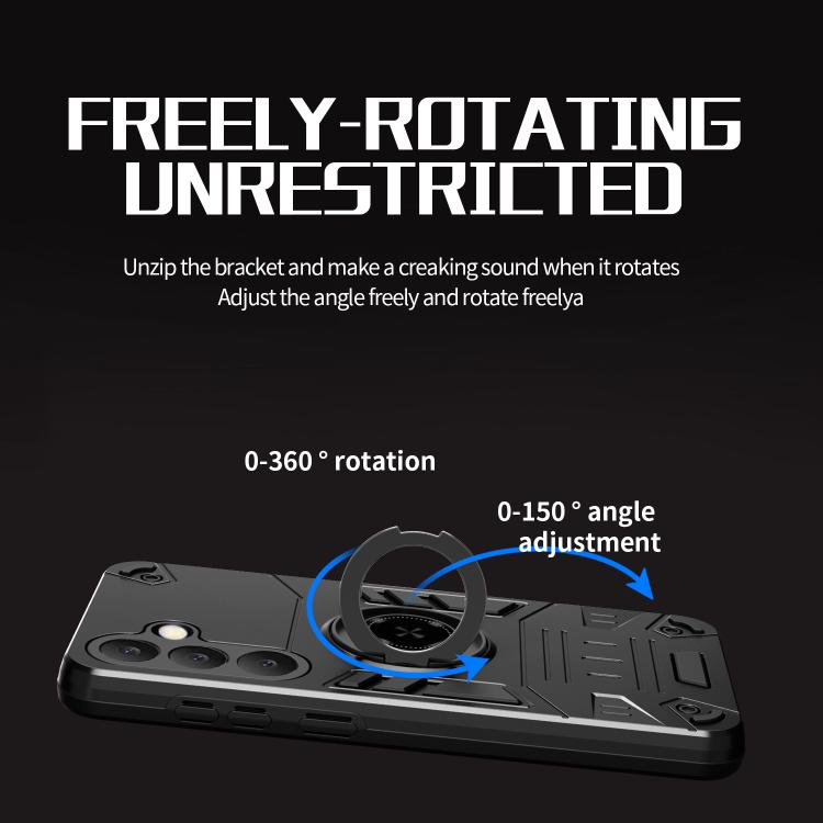 For Samsung Galaxy S25 5G Rotating Holder TPU Hybrid PC Phone Case