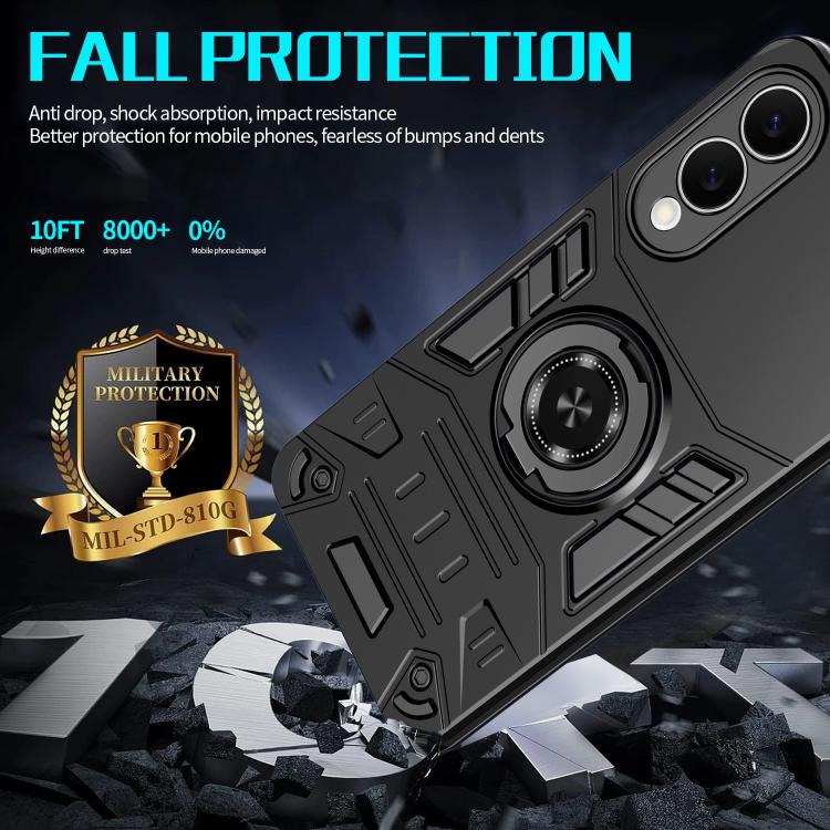 For Samsung Galaxy S25 Edge 5G Rotating Holder TPU Hybrid PC Phone Case