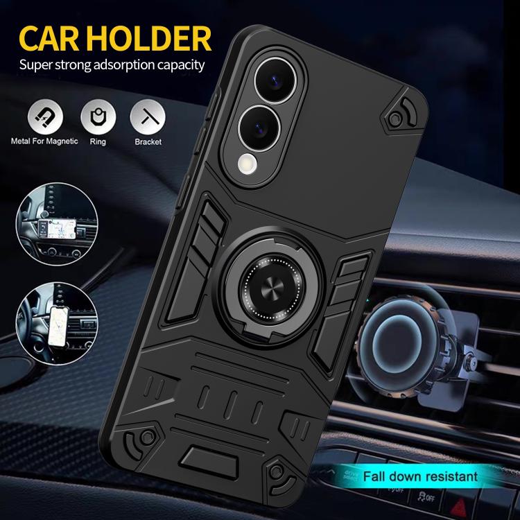 For Samsung Galaxy S25 Edge 5G Rotating Holder TPU Hybrid PC Phone Case