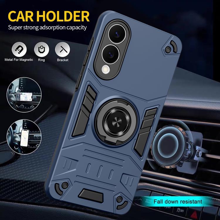 For Samsung Galaxy S25 Edge 5G Rotating Holder TPU Hybrid PC Phone Case