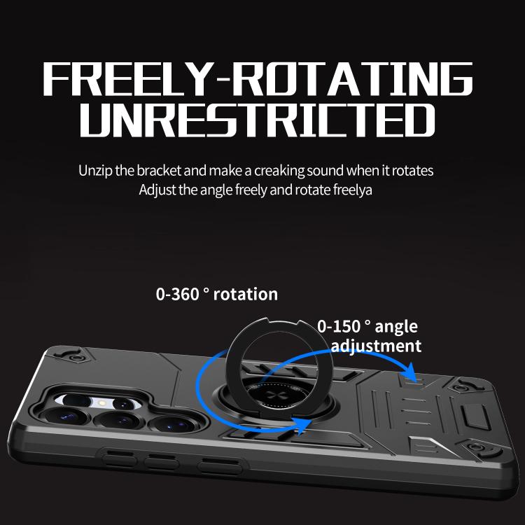 For Samsung Galaxy S25 Ultra 5G Rotating Holder TPU Hybrid PC Phone Case