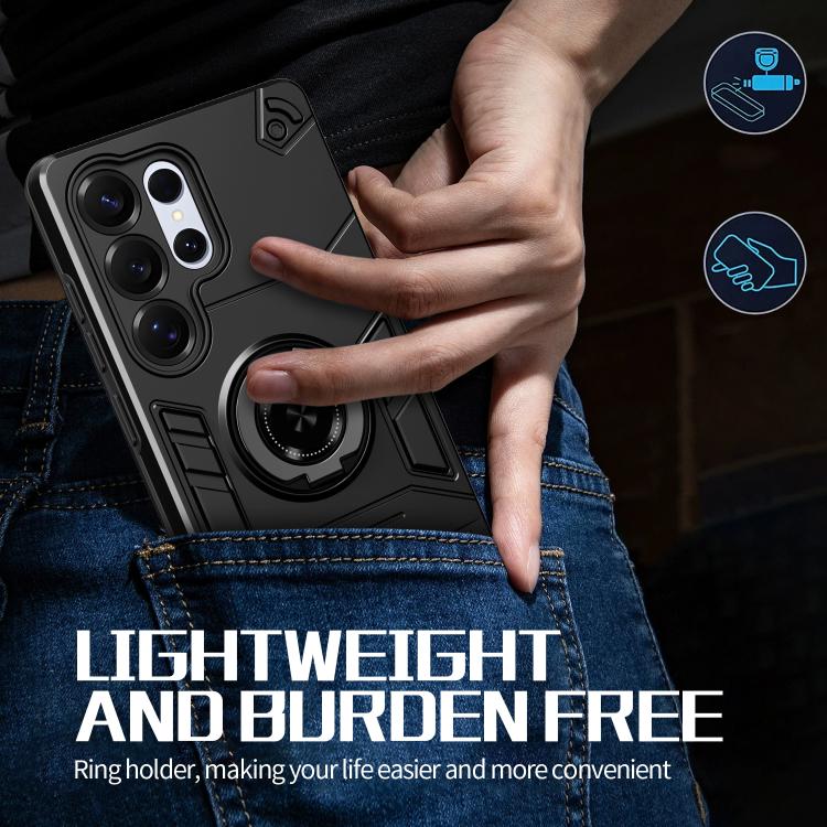 For Samsung Galaxy S25 Ultra 5G Rotating Holder TPU Hybrid PC Phone Case