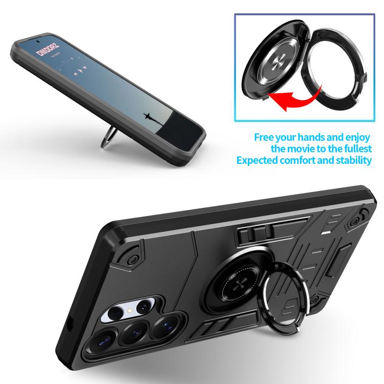 For Samsung Galaxy S25 Ultra 5G Rotating Holder TPU Hybrid PC Phone Case