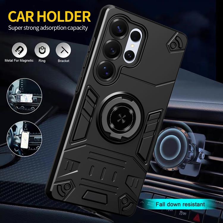 For Samsung Galaxy S25 Ultra 5G Rotating Holder TPU Hybrid PC Phone Case