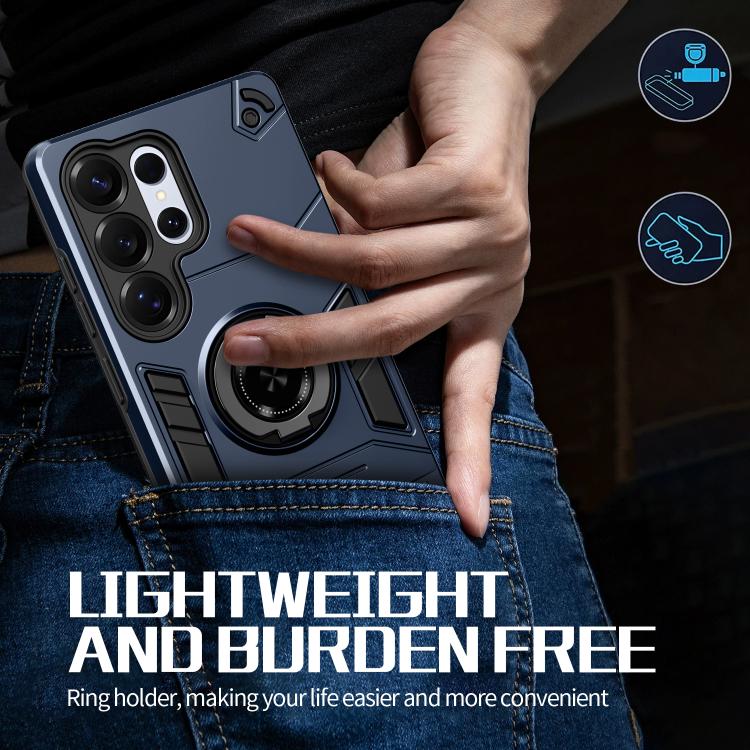 For Samsung Galaxy S25 Ultra 5G Rotating Holder TPU Hybrid PC Phone Case