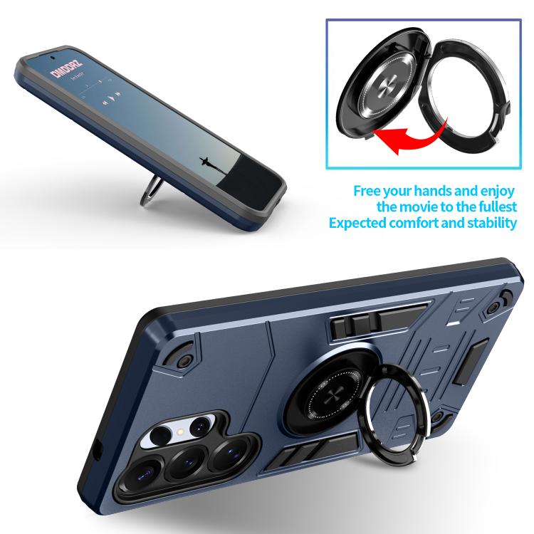 For Samsung Galaxy S25 Ultra 5G Rotating Holder TPU Hybrid PC Phone Case