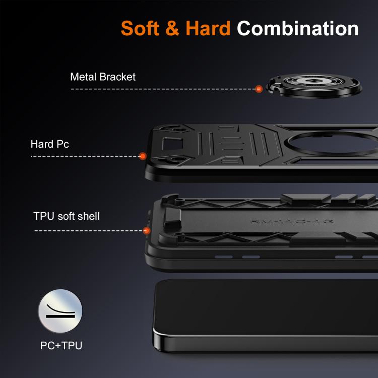 For Redmi 14C 4G / A3 Pro / A4 Rotating Holder TPU Hybrid PC Phone Case