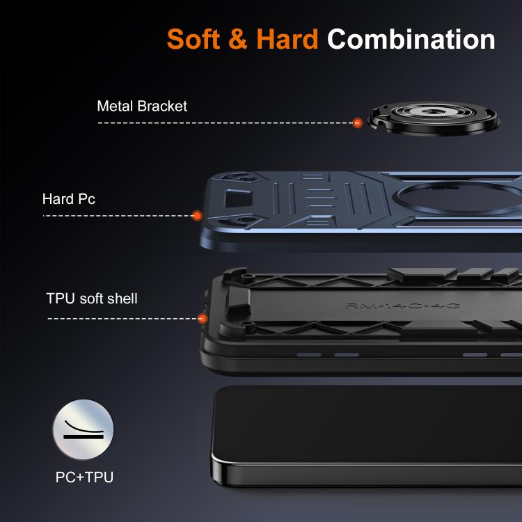 For Redmi 14C 4G / A3 Pro / A4 Rotating Holder TPU Hybrid PC Phone Case